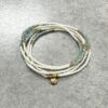 Beaded Five Wrap Bracelet in Pearl and Sparkling Sage Green