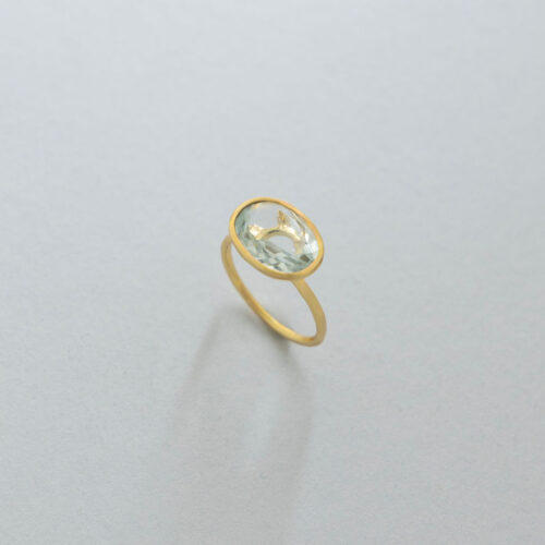 Gold and Sparkling Aquamarine Cocktail Ring