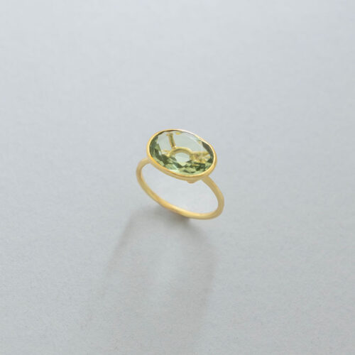 Gold and Sparkling Green Amethyst Cocktail Ring