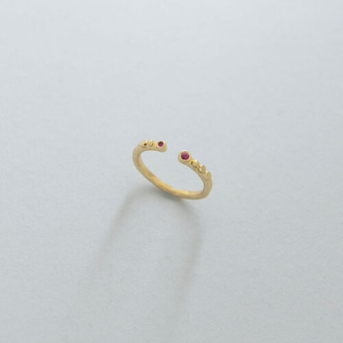 Gold Boho Stacking Ring with Small Sparkling Rubies