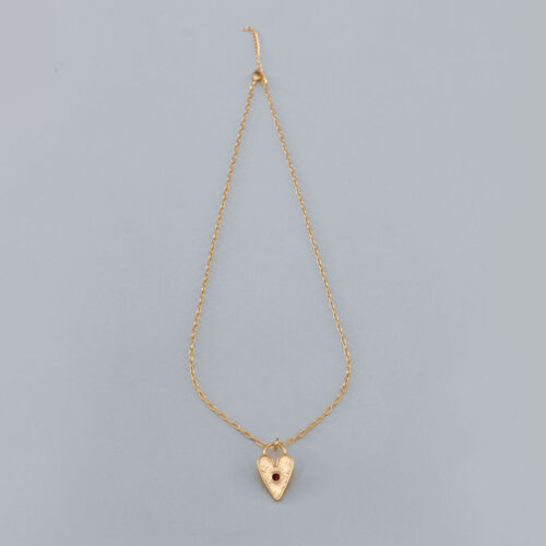 Gold and Garnet Heart Pendant Necklace