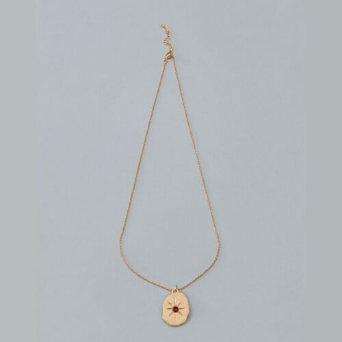 Gold and Garnet Star Medallion Necklace