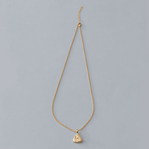 Gold Necklace with Textured and Sparkling Triangular Charm