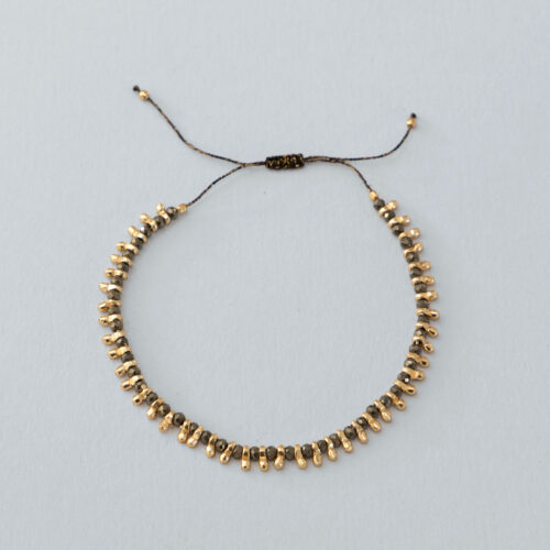 Boho Bracelet with Pyrite and Gold Beads