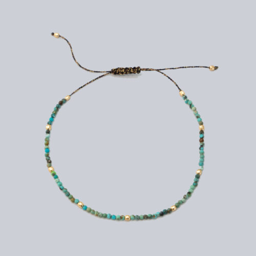 Adjustable Bracelet with Turquoise and Gold Beads