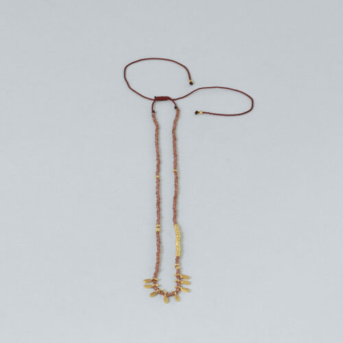 Adjustable Rose Garnet Necklace with Gold Charms