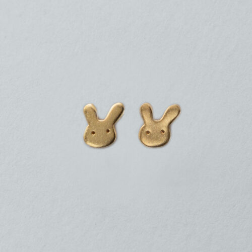 Gold Mini Bunny Ear Stud Earrings