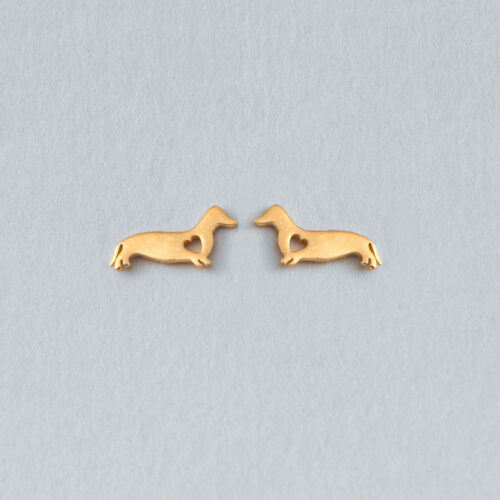 Gold Miniature Sausage Dog Stud Earrings