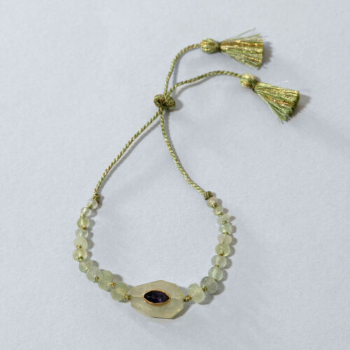 Adjustable Lemony Citrine and Prehnite Bracelet