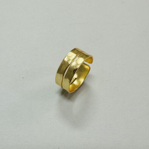 Double Gold Band with Hammered Finish