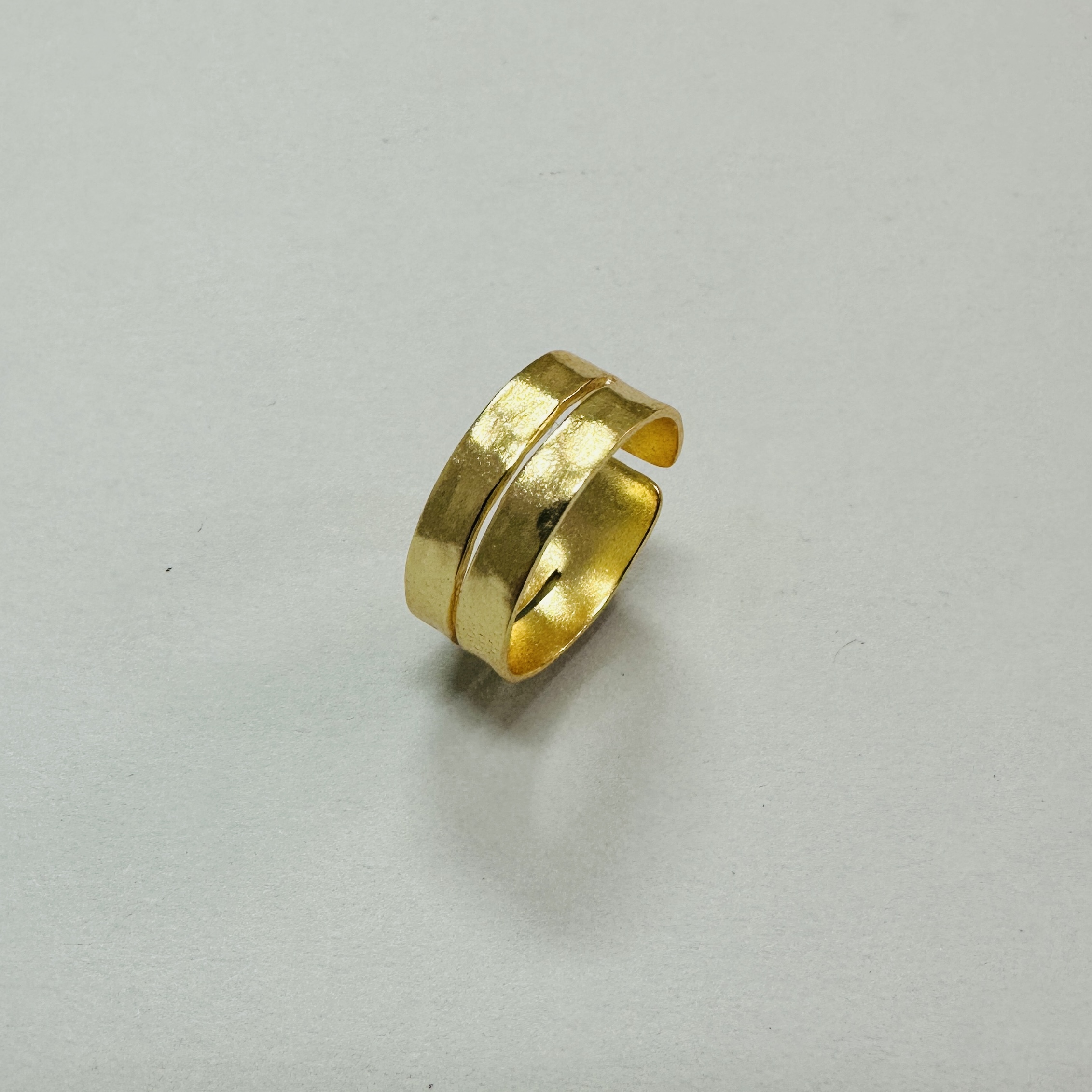 Double Gold Band with Hammered Finish