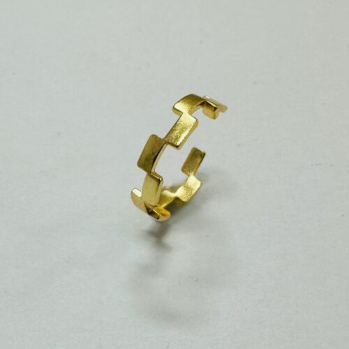 Brushed Gold Ring with Geometric Design