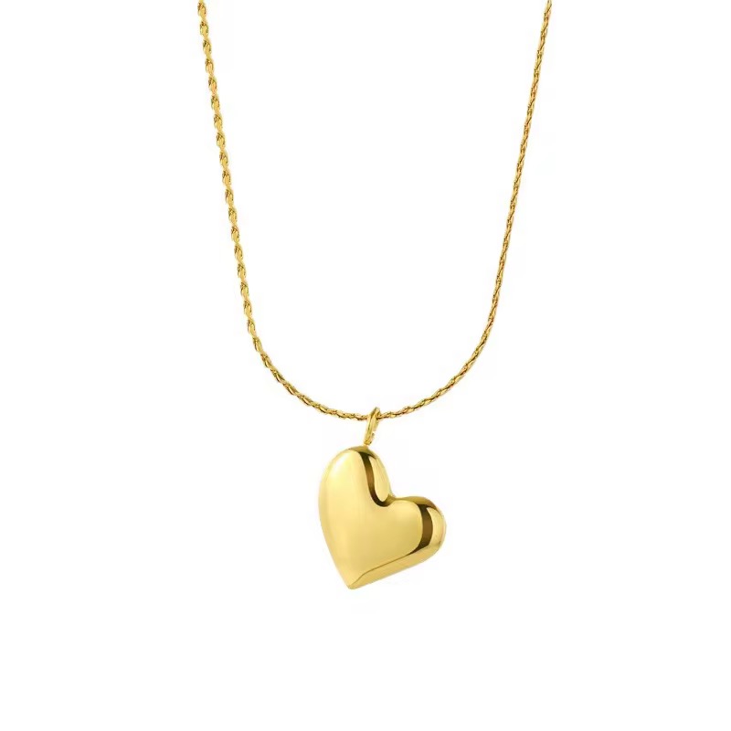 Waterproof Gold Heart Pendant Necklace